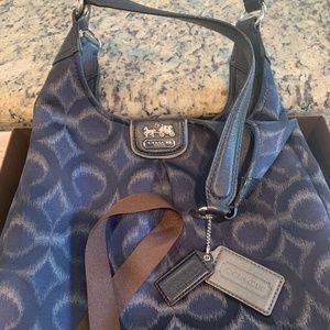 COACH Madison Op Ikat Maggie NAVY Blue Carryall Shoulder Bag - H1249-21295